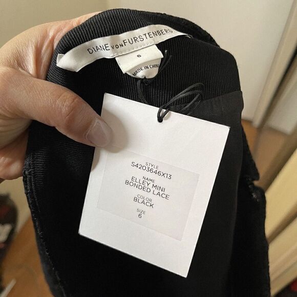 NEW! Diane Von Furstenberg DVF elley mini bonded lace black skirt size 6 - Picture 5 of 5